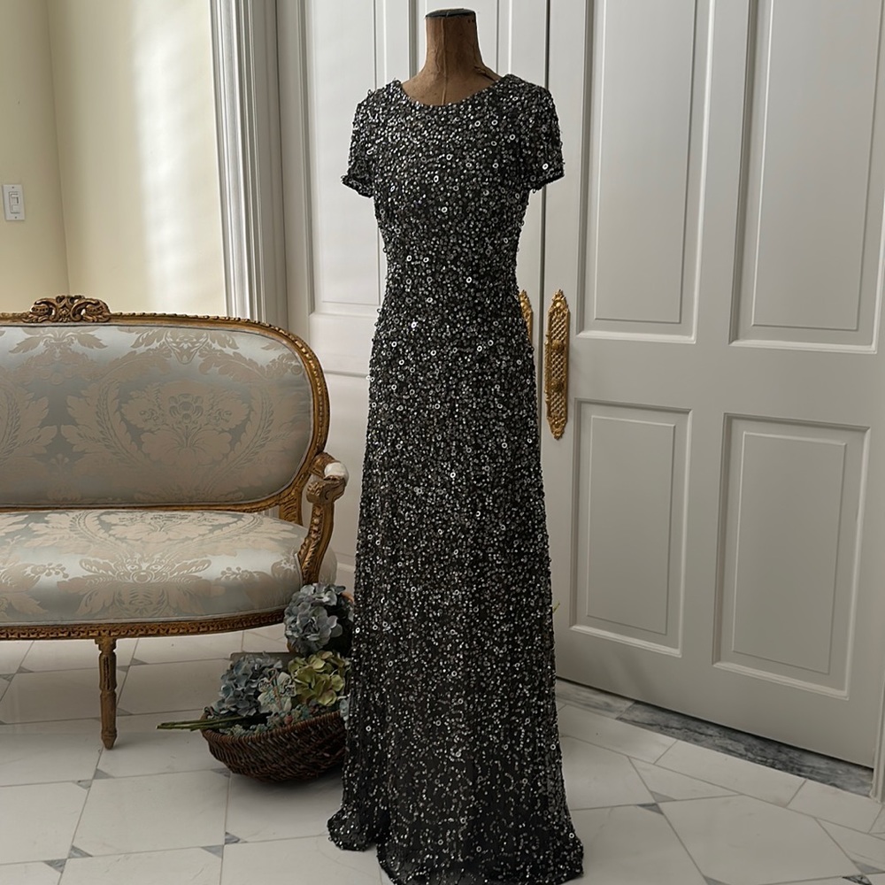 Size 6 sequined, long, formal gown by Adriana  Papell, Mother of the bride/groom